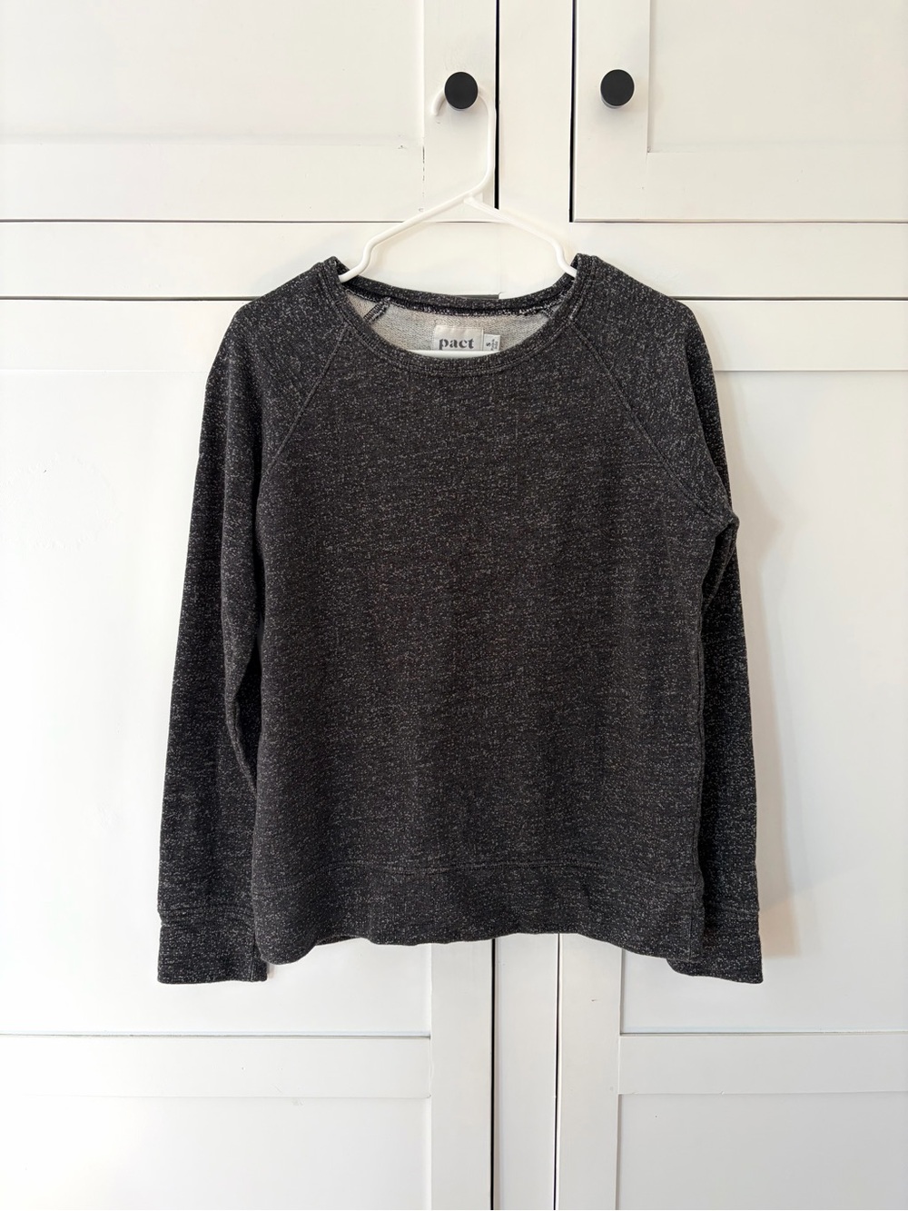 Pact Charcoal Heather Gray Organic Cotton Crewneck Sweatshirt Size Small